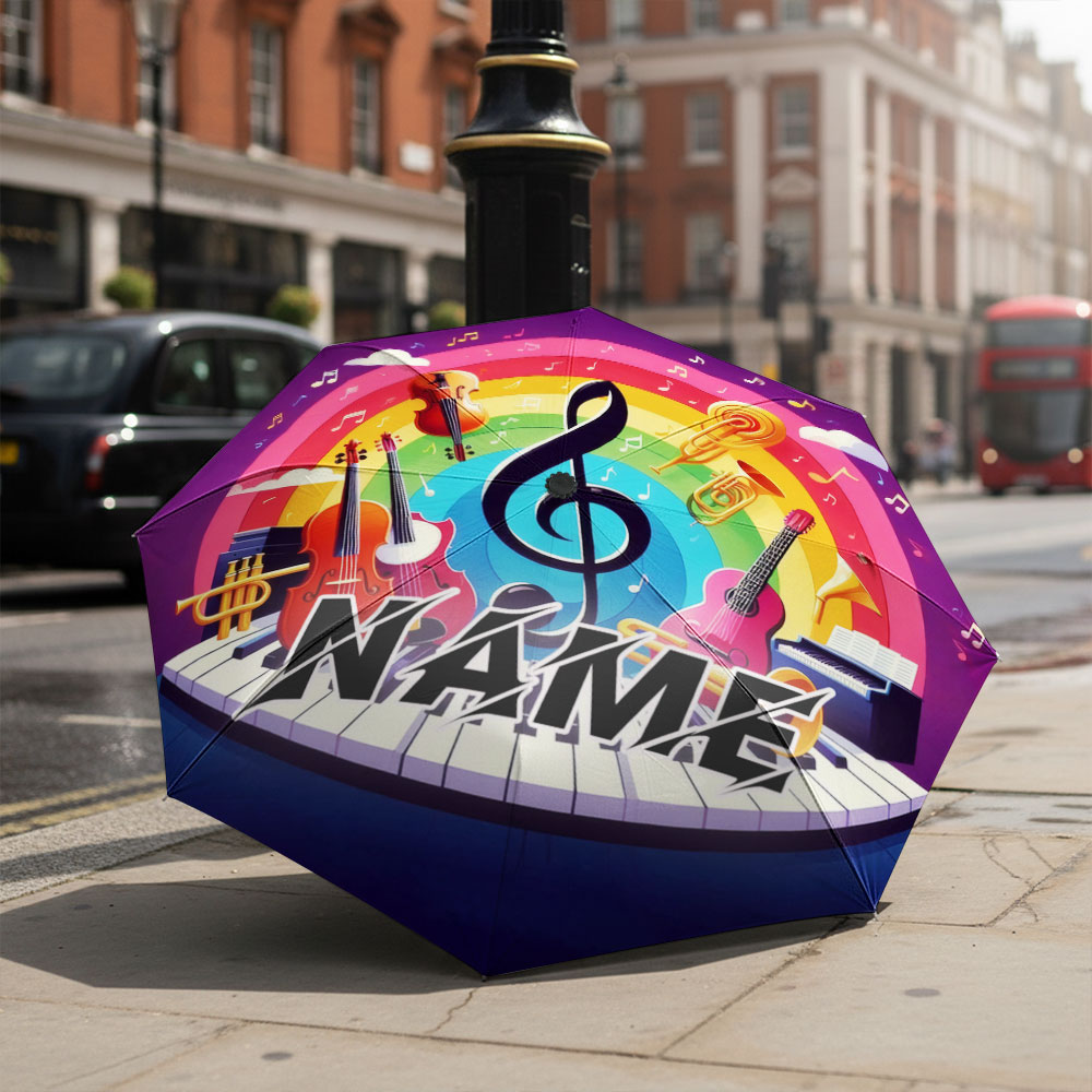 Musical Instrument With Names - Custom Name umbrella, Music Theme Umbrella