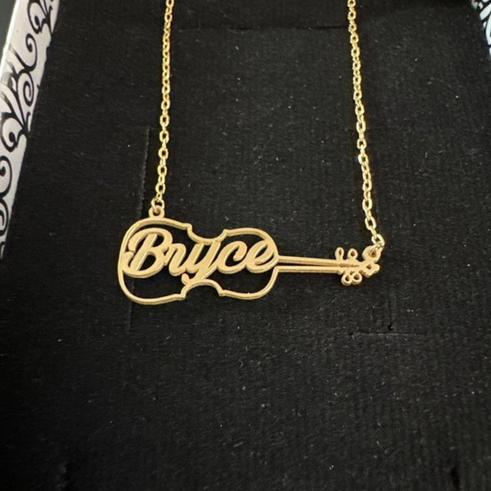 Musical Instrument With Names - Custom Personalized Violin Necklace Gold Plated